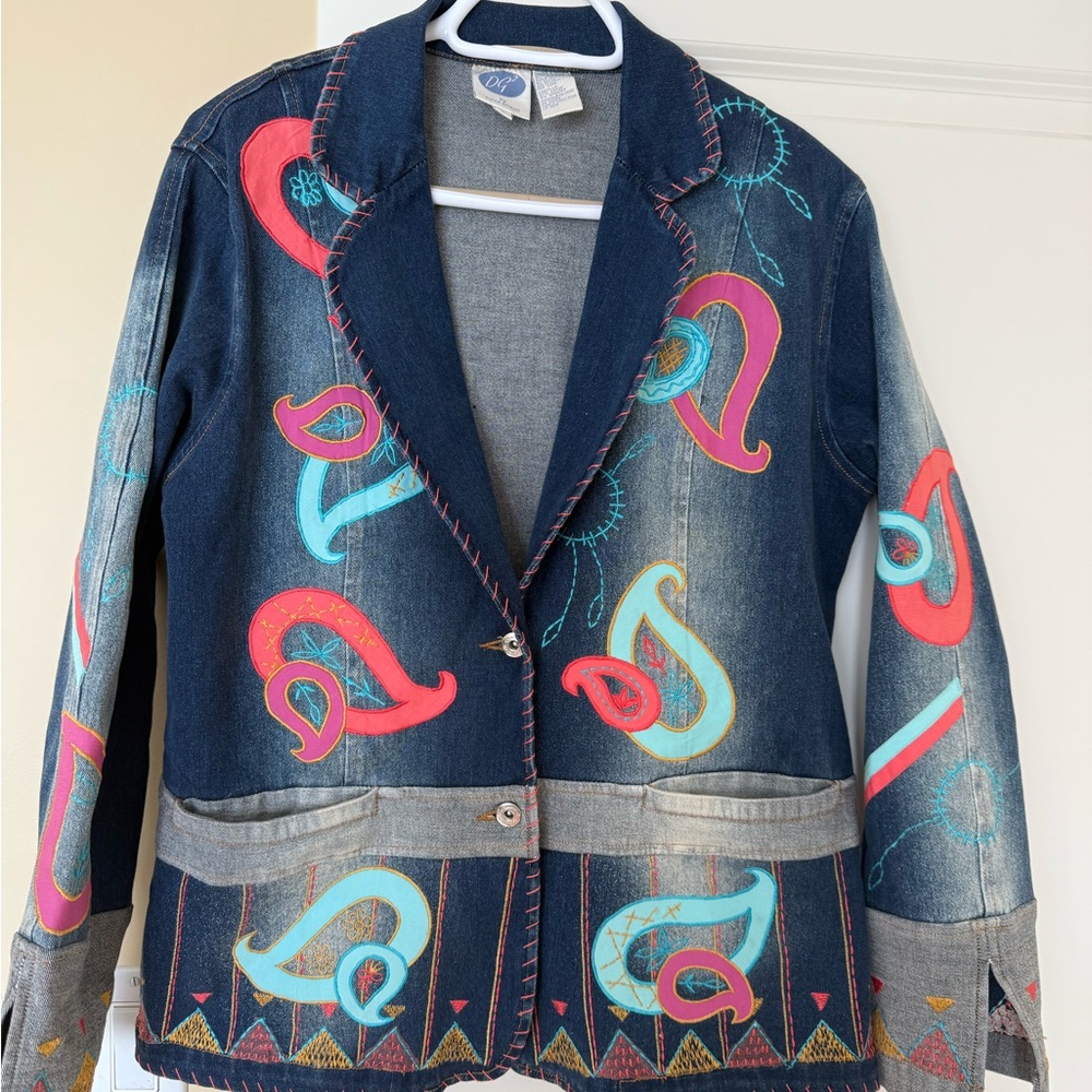 Vintage Southwest  Denim Embellished Blazer Jacket
